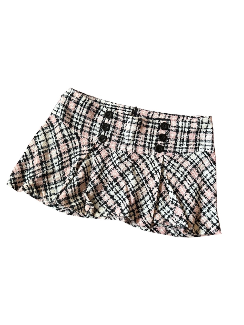 Michele Pink Black and Cream Plaid Mini Skirt